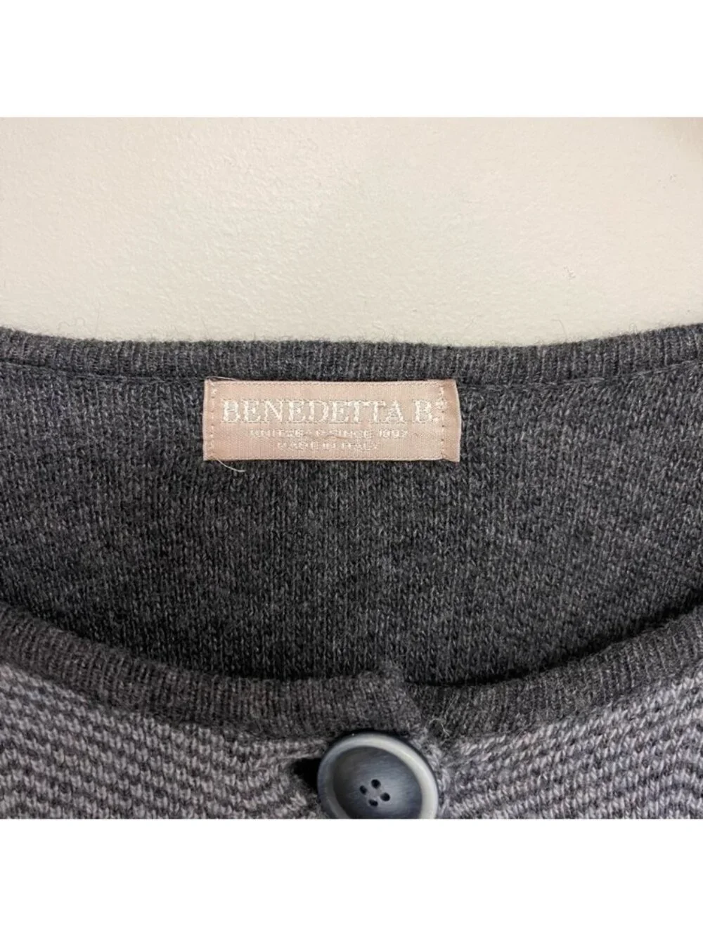 Benedetta B. Cashmere Wool Long Cardigan Women’s‎ Size Medium Grey Chevron Knit
